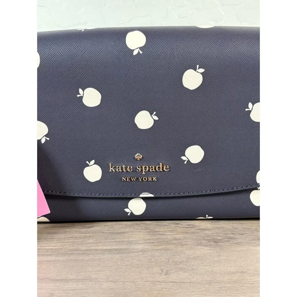 NEW Kate Spade‎ Apple Carson Orchard Convertible Crossbody Bag Navy Leather